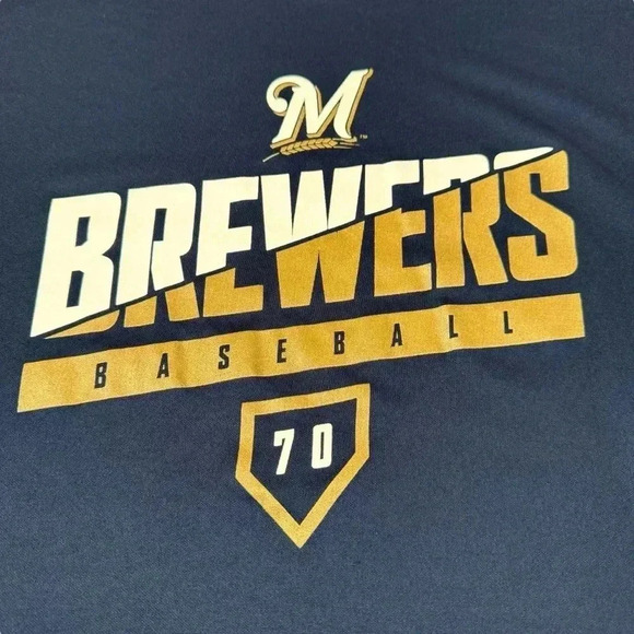 MILWAUKEE BREWERS MEN'S TEE T SHIRT NAVY BLUE MLB Adult M Medium - Picture 3 of 10